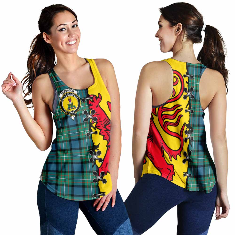 Ferguson (Fergusson) Tartan Family Crest Women Racerback Tanks Lion Rampant Honor - Tartan Vibes Clothing