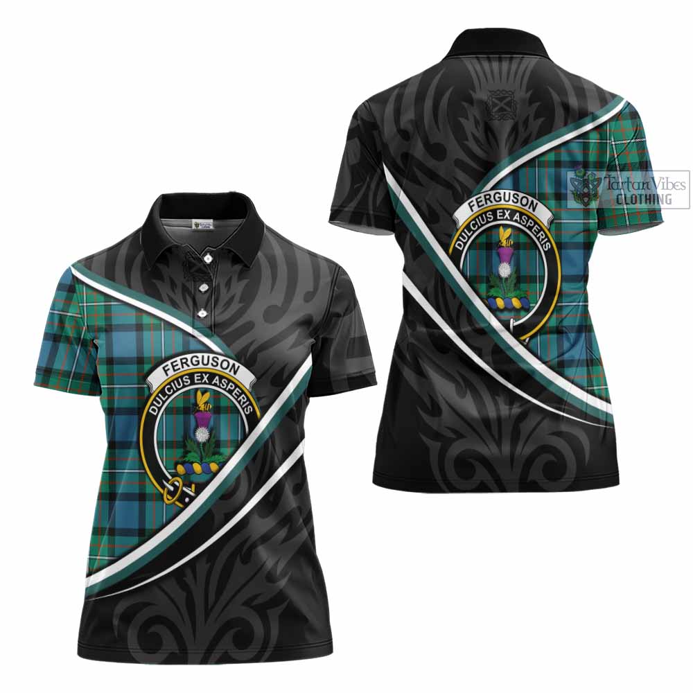 Ferguson (Fergusson) Tartan Family Crest Women's Polo Shirt Celtic Scottish Thistle Floral - Tartan Vibes Clothing