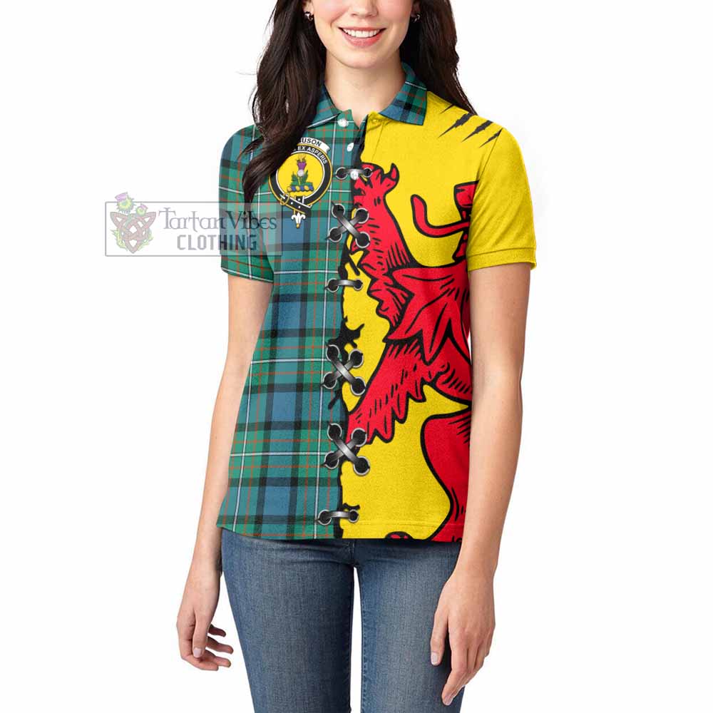 Ferguson (Fergusson) Tartan Family Crest Women's Polo Shirt Lion Rampant Honor - Tartan Vibes Clothing