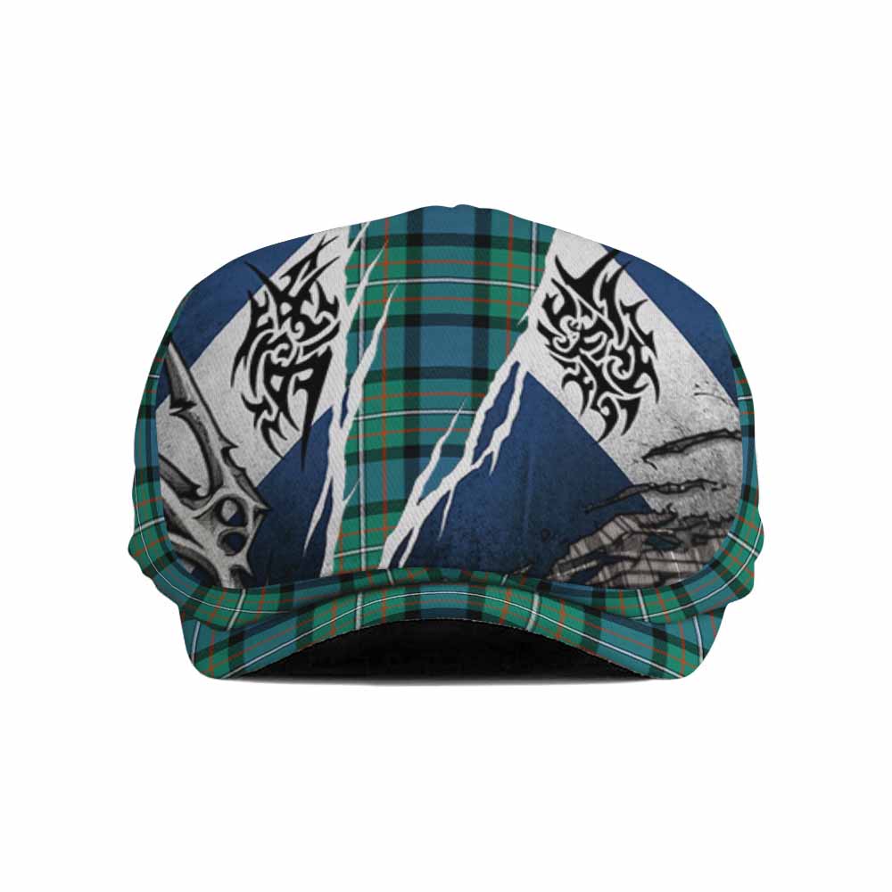 Ferguson (Fergusson) Tartan Flat Cap, Jeff Cap Scotland Flag Ripped Tribal Design