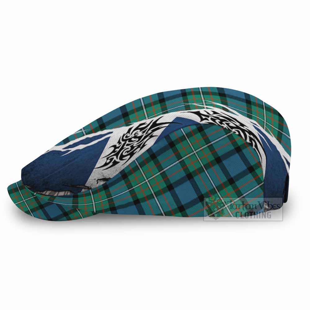 Ferguson (Fergusson) Tartan Flat Cap, Jeff Cap Scotland Flag Ripped Tribal Design