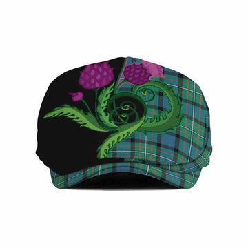 Ferguson (Fergusson) Tartan Flat Cap, Jeff Cap Traditional Scottish Thistle