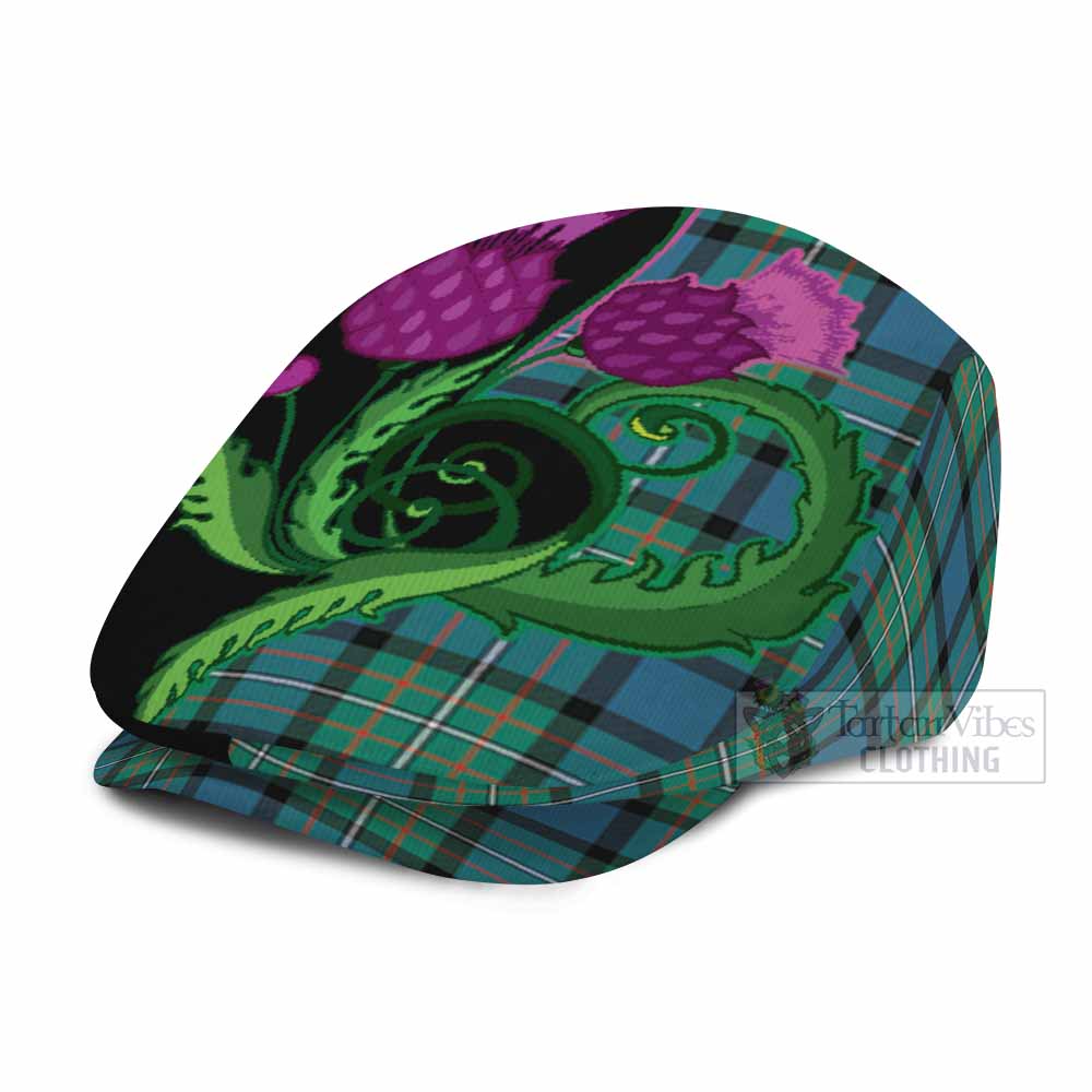 Ferguson (Fergusson) Tartan Flat Cap, Jeff Cap Traditional Scottish Thistle