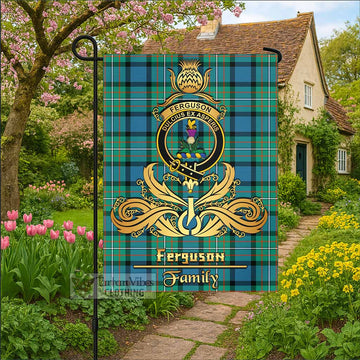 Ferguson (Fergusson) Tartan Garden Flag with Highland Thistle Cherish Family Crest Style
