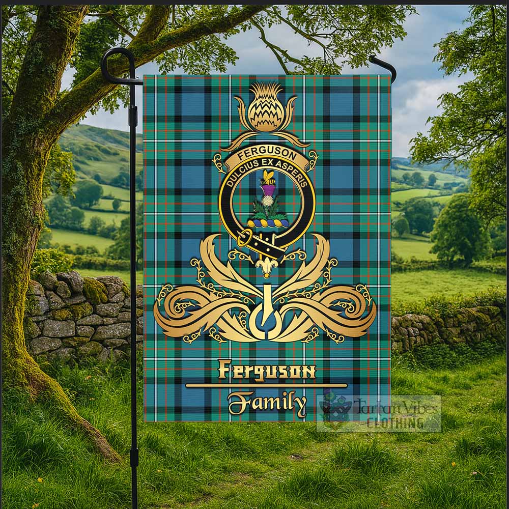 Ferguson (Fergusson) Tartan Garden Flag with Highland Thistle Cherish Family Crest Style - Tartan Vibes Clothing
