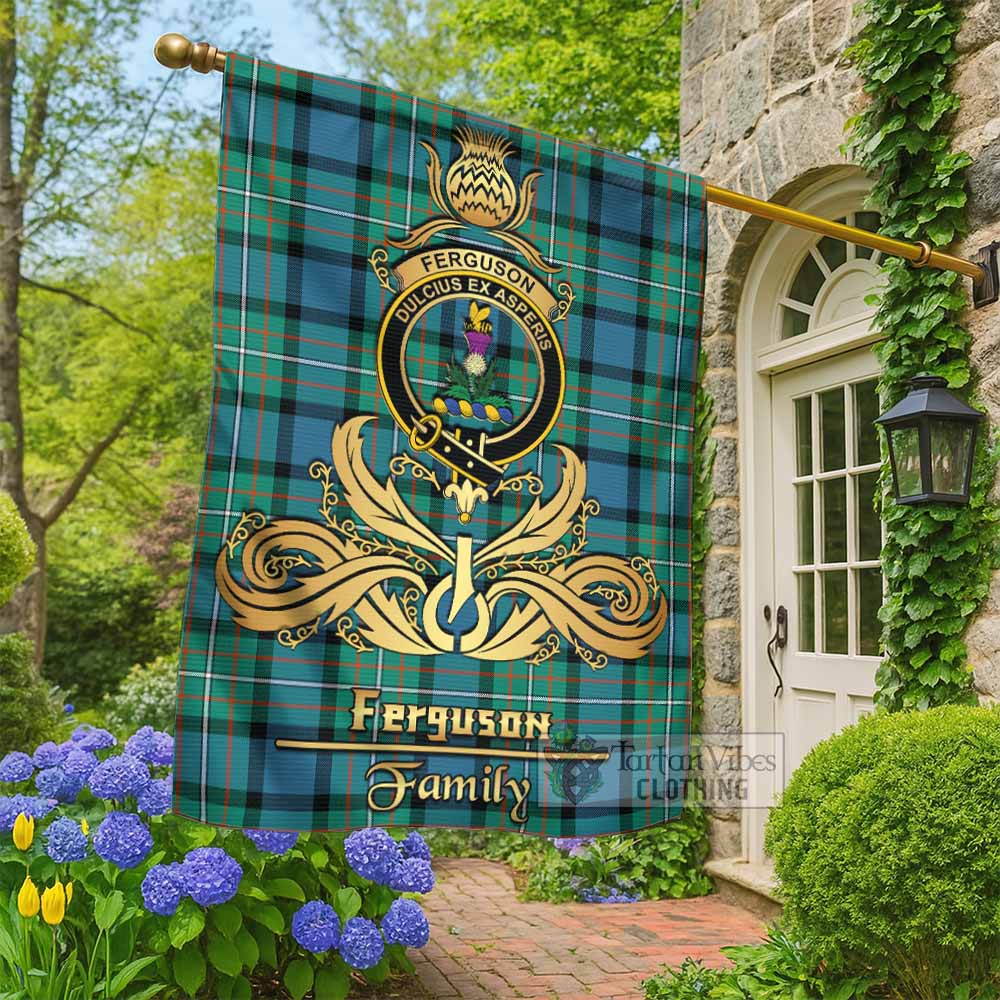 Ferguson (Fergusson) Tartan Garden Flag with Highland Thistle Cherish Family Crest Style - Tartan Vibes Clothing