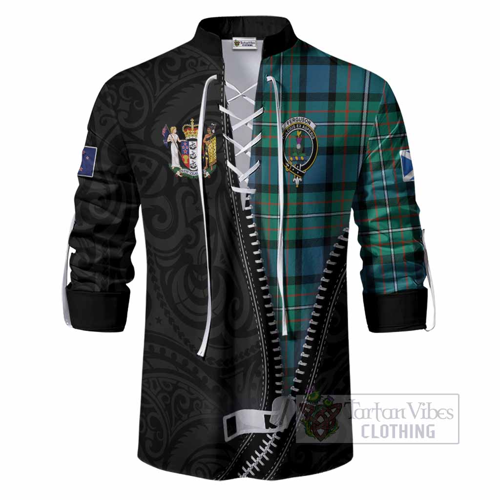 Ferguson (Fergusson) Tartan Ghillie Shirt New Zealand Pattern Unique Zipper Stylized