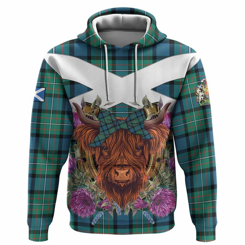 Ferguson (Fergusson) Tartan Hoodie Scottish Thistle Heilan Coo