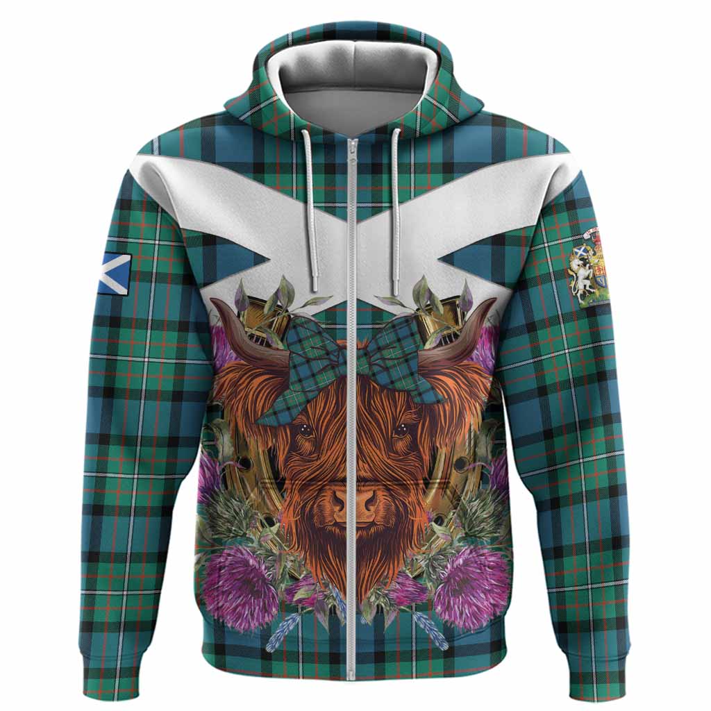 Ferguson (Fergusson) Tartan Hoodie Scottish Thistle Heilan Coo