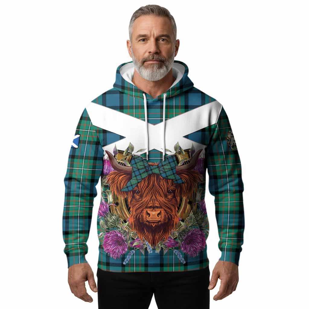 Ferguson (Fergusson) Tartan Hoodie Scottish Thistle Heilan Coo