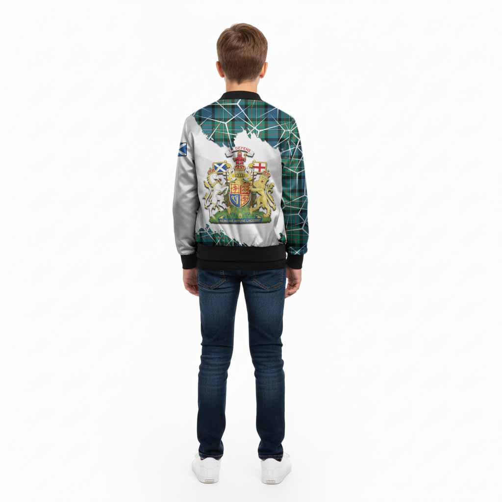 Ferguson (Fergusson) Tartan Kid Bomber Jacket with Family Crest and Lion Rampant Grunge Style