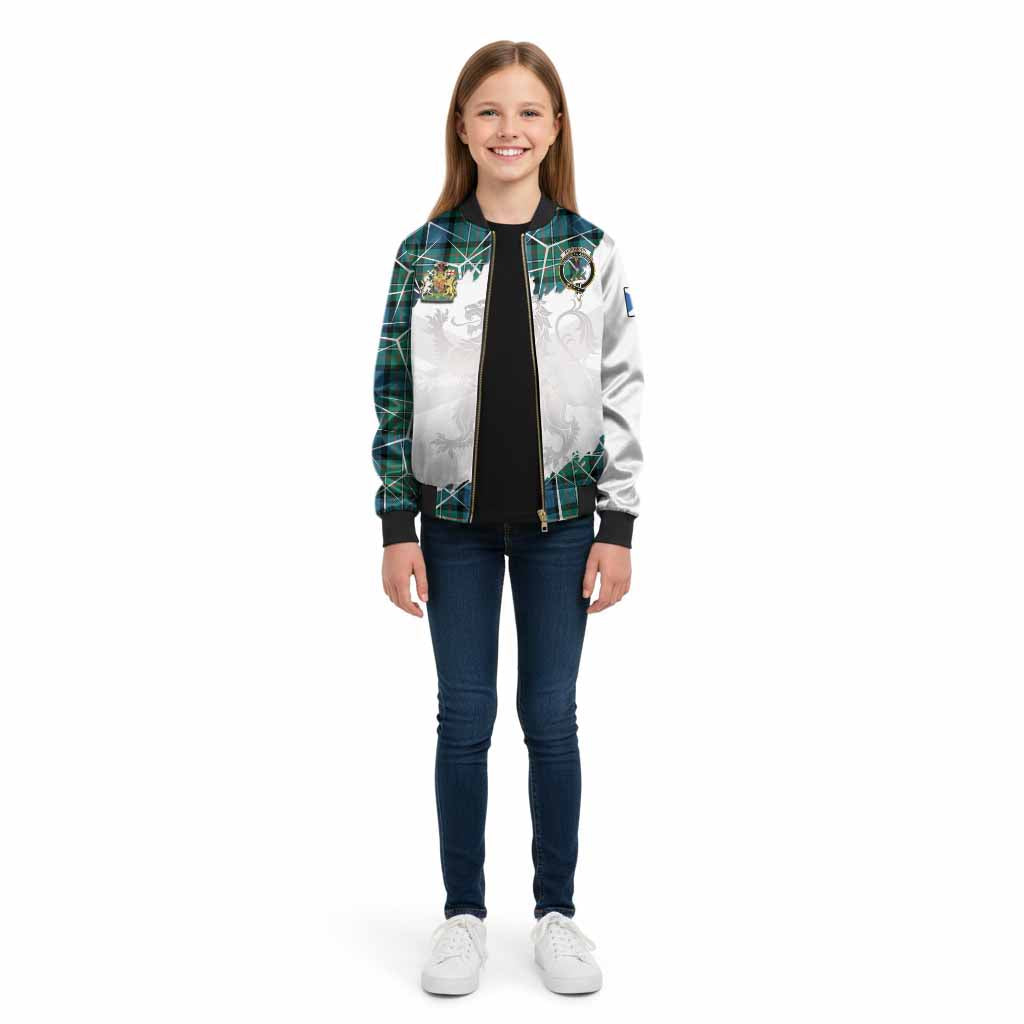 Ferguson (Fergusson) Tartan Kid Bomber Jacket with Family Crest and Lion Rampant Grunge Style
