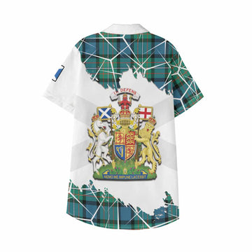 Ferguson (Fergusson) Tartan Kid Hawaiian Shirt with Family Crest and Lion Rampant Grunge Style