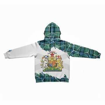 Ferguson (Fergusson) Tartan Kid Hoodie with Family Crest and Lion Rampant Grunge Style