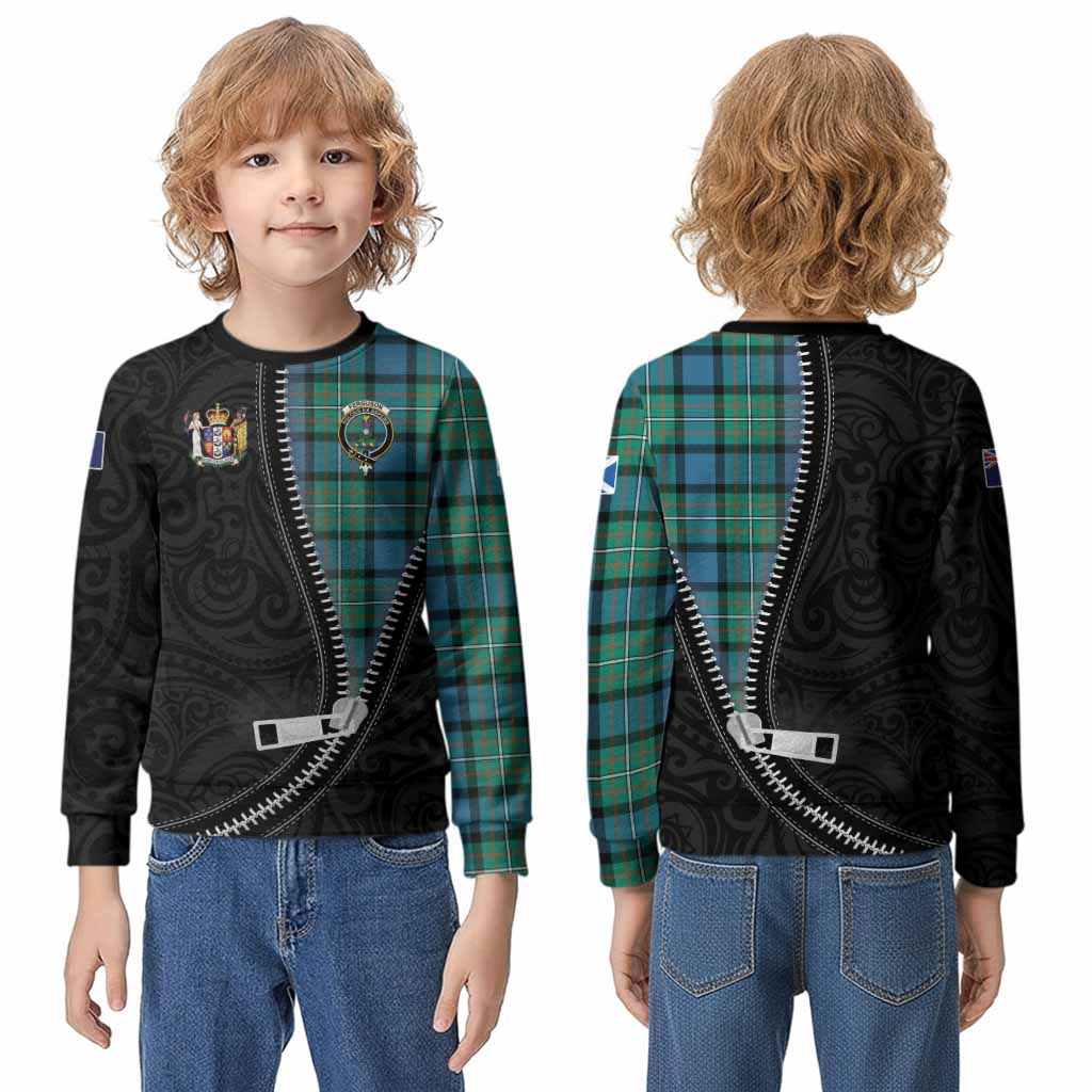 Ferguson (Fergusson) Tartan Kid Knitted Sweatshirt New Zealand Pattern Unique Zipper Stylized