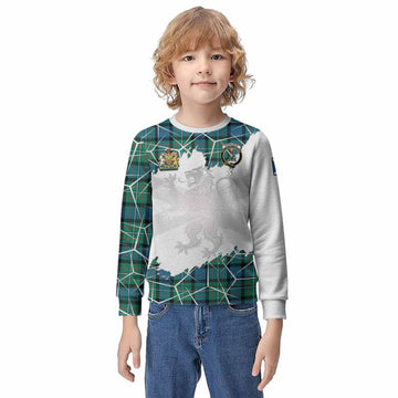 Ferguson (Fergusson) Tartan Kid Knitted Sweatshirt with Family Crest and Lion Rampant Grunge Style