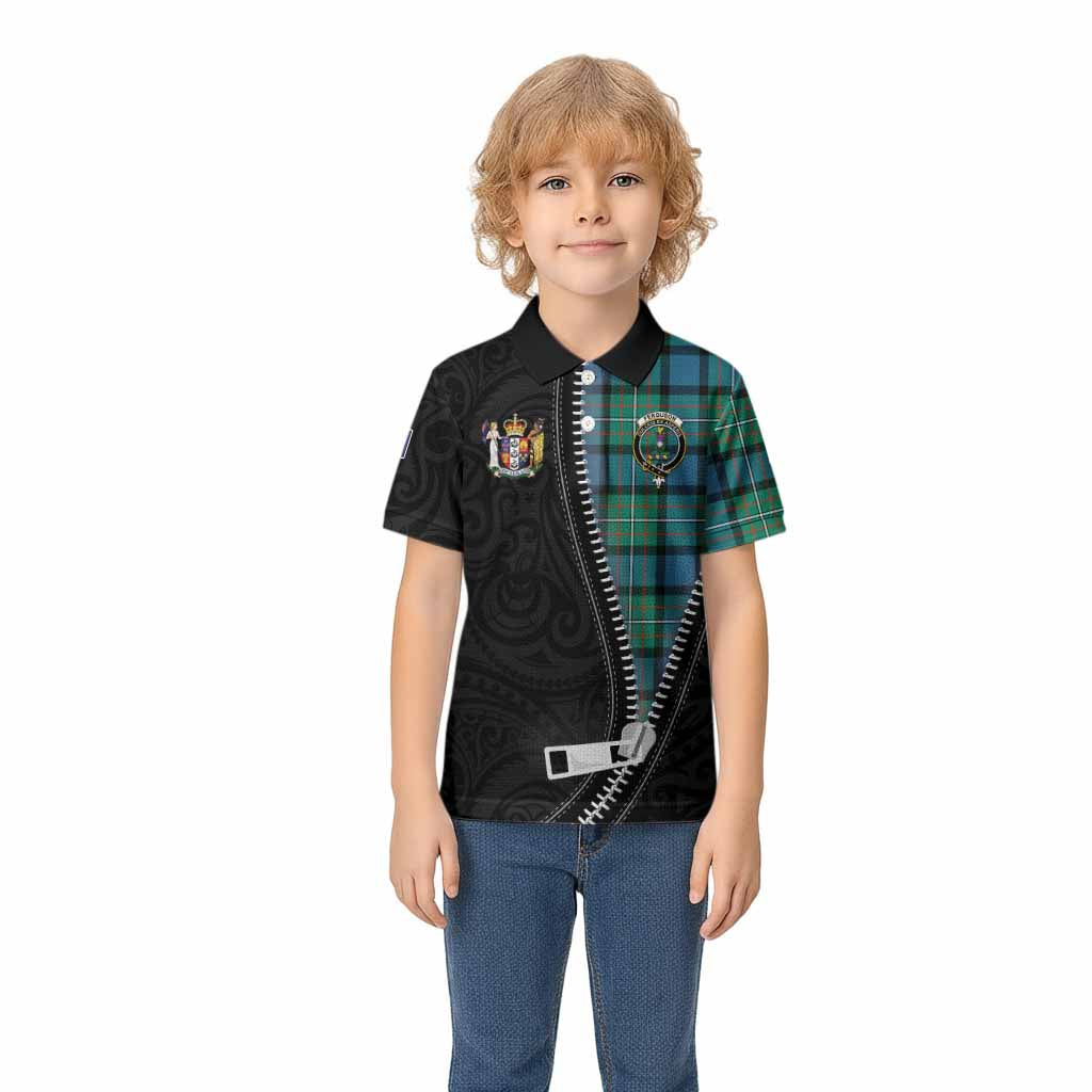 Ferguson (Fergusson) Tartan Kid Polo Shirt New Zealand Pattern Unique Zipper Stylized