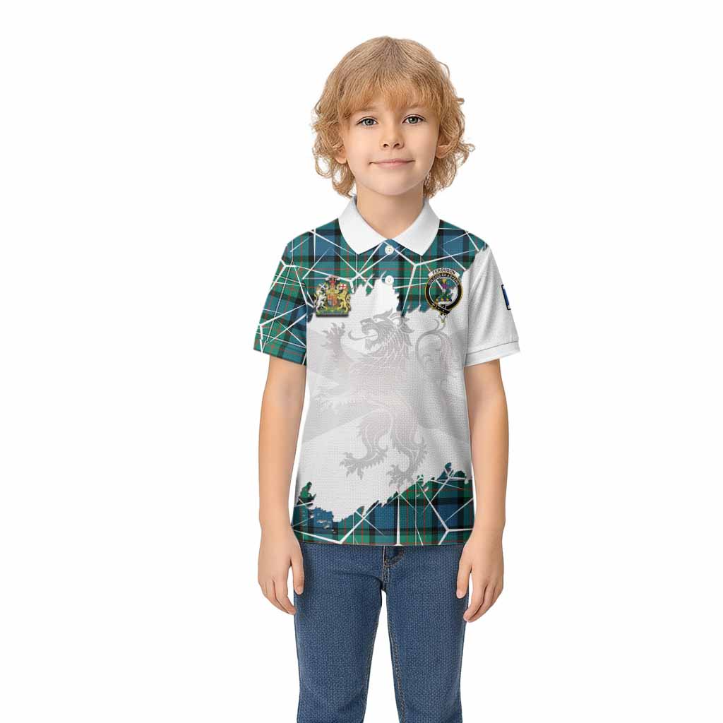 Ferguson (Fergusson) Tartan Kid Polo Shirt with Family Crest and Lion Rampant Grunge Style