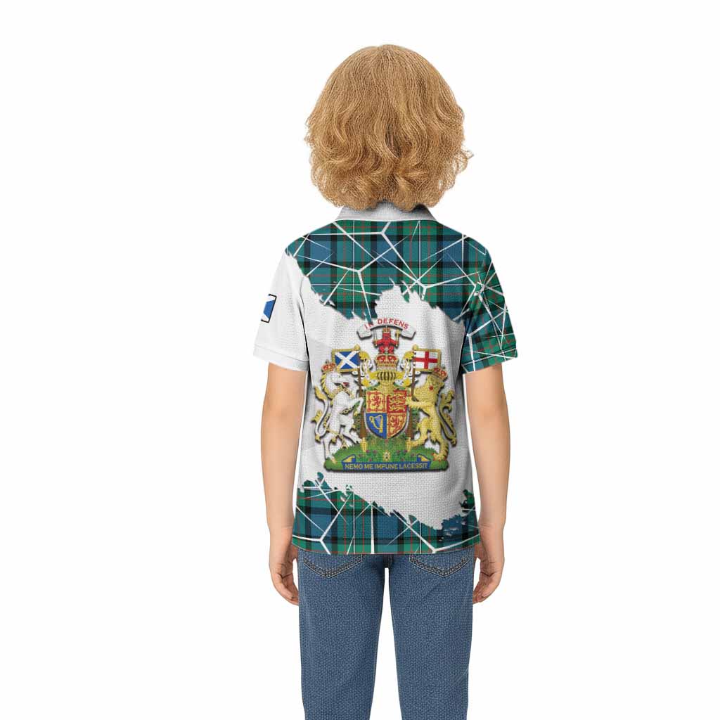 Ferguson (Fergusson) Tartan Kid Polo Shirt with Family Crest and Lion Rampant Grunge Style