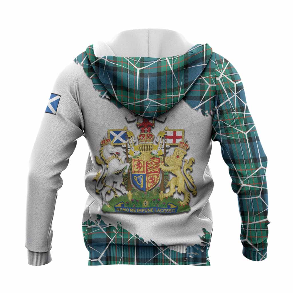 Ferguson (Fergusson) Tartan Knitted Hoodie with Family Crest and Lion Rampant Grunge Style