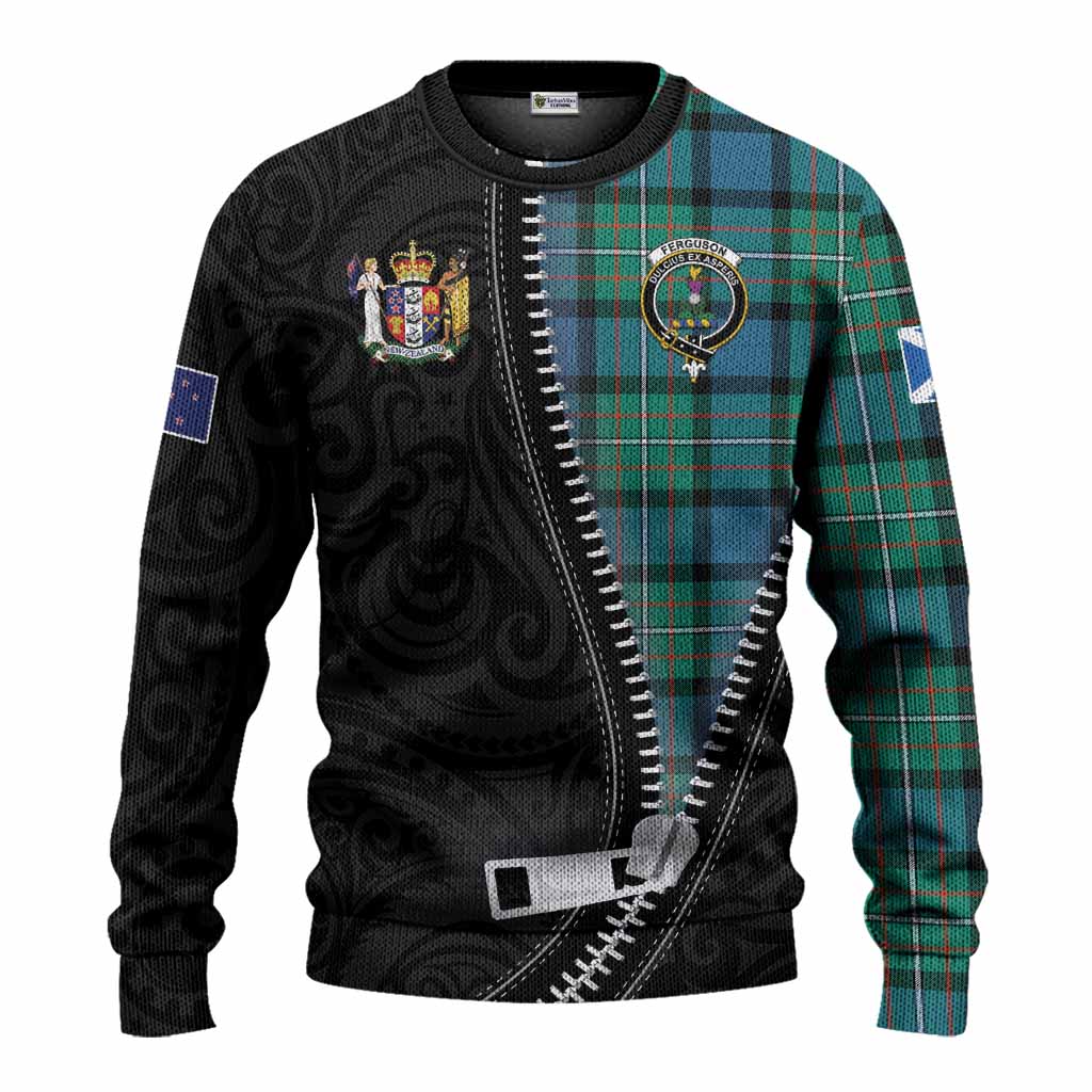 Ferguson (Fergusson) Tartan Knitted Sweater New Zealand Pattern Unique Zipper Stylized