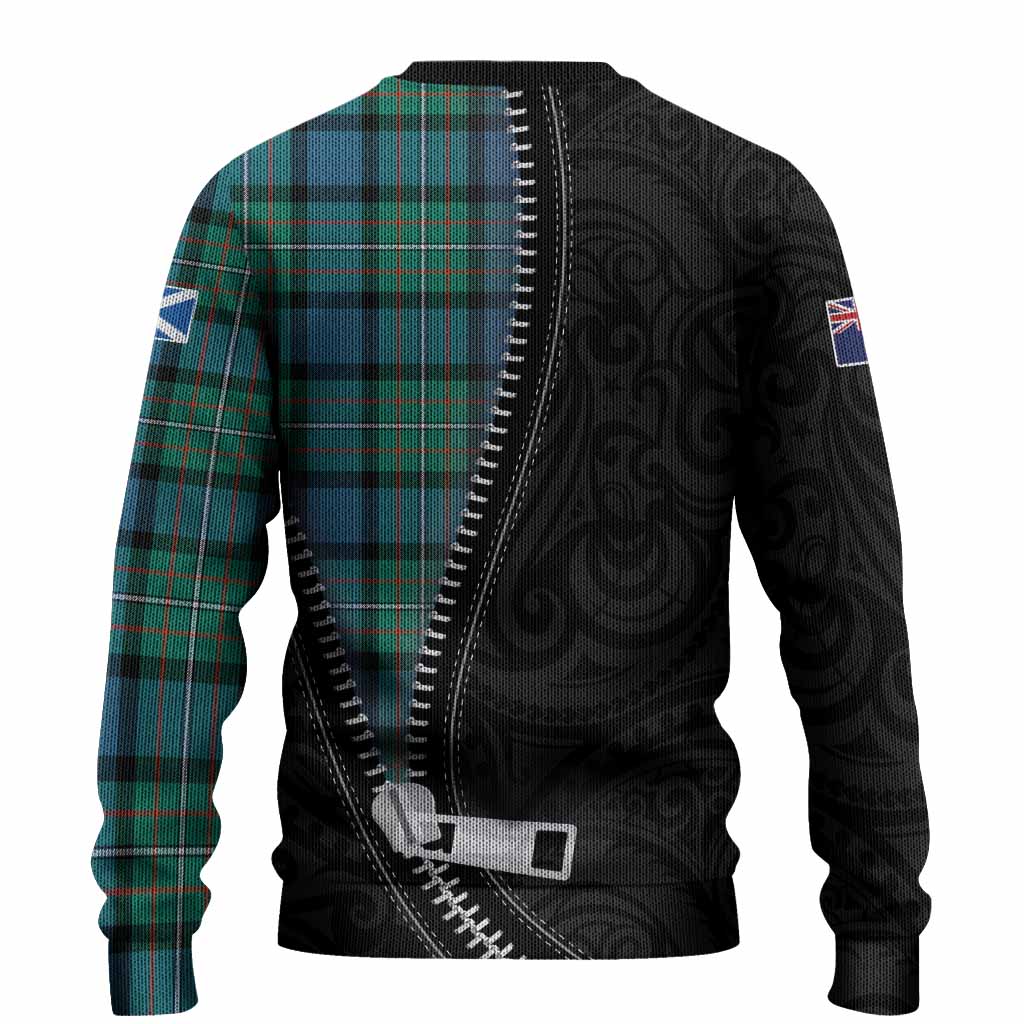 Ferguson (Fergusson) Tartan Knitted Sweater New Zealand Pattern Unique Zipper Stylized
