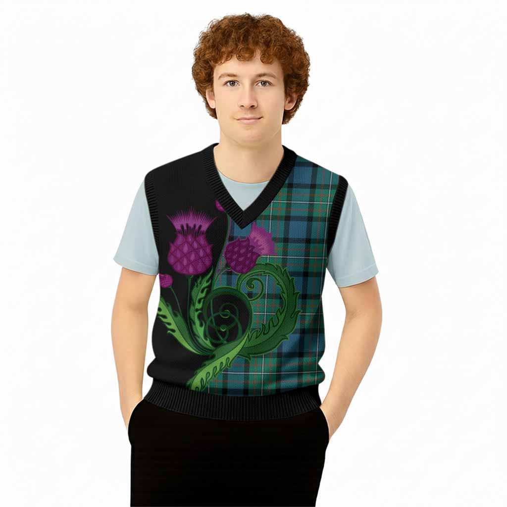 Ferguson (Fergusson) Tartan Knitted V-Neck Vest Traditional Scottish Thistle