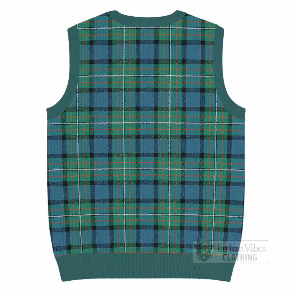 Ferguson (Fergusson) Tartan Knitted V-Neck Vest with Family Crest - Tartan Vibes Clothing