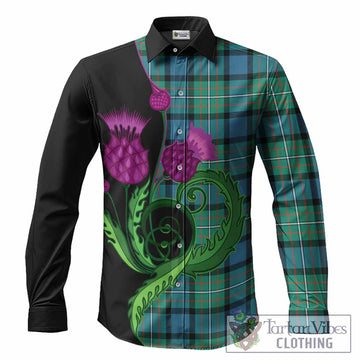 Ferguson (Fergusson) Tartan Long Sleeve Button Shirts Traditional Scottish Thistle