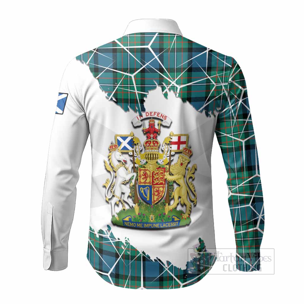 Ferguson (Fergusson) Tartan Long Sleeve Button Shirts with Family Crest and Lion Rampant Grunge Style