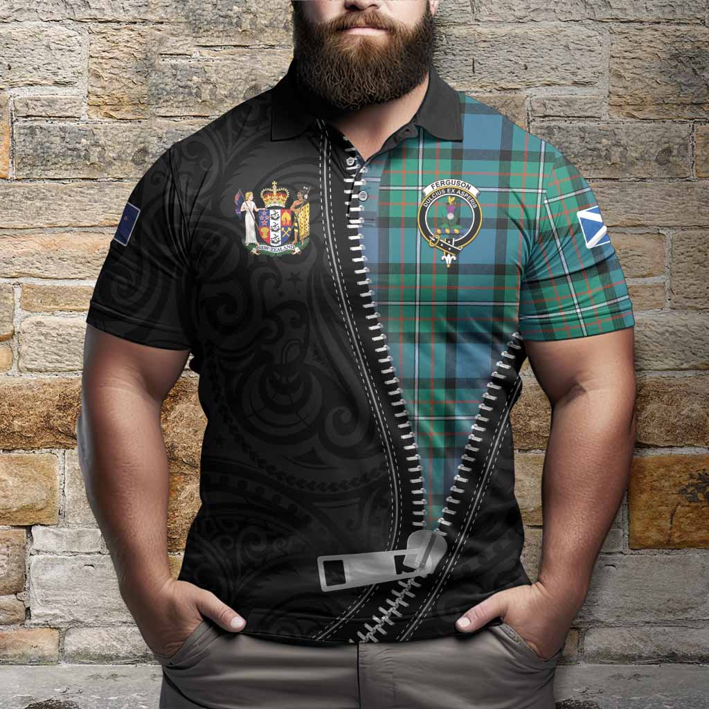 Ferguson (Fergusson) Tartan Polo Shirt New Zealand Pattern Unique Zipper Stylized