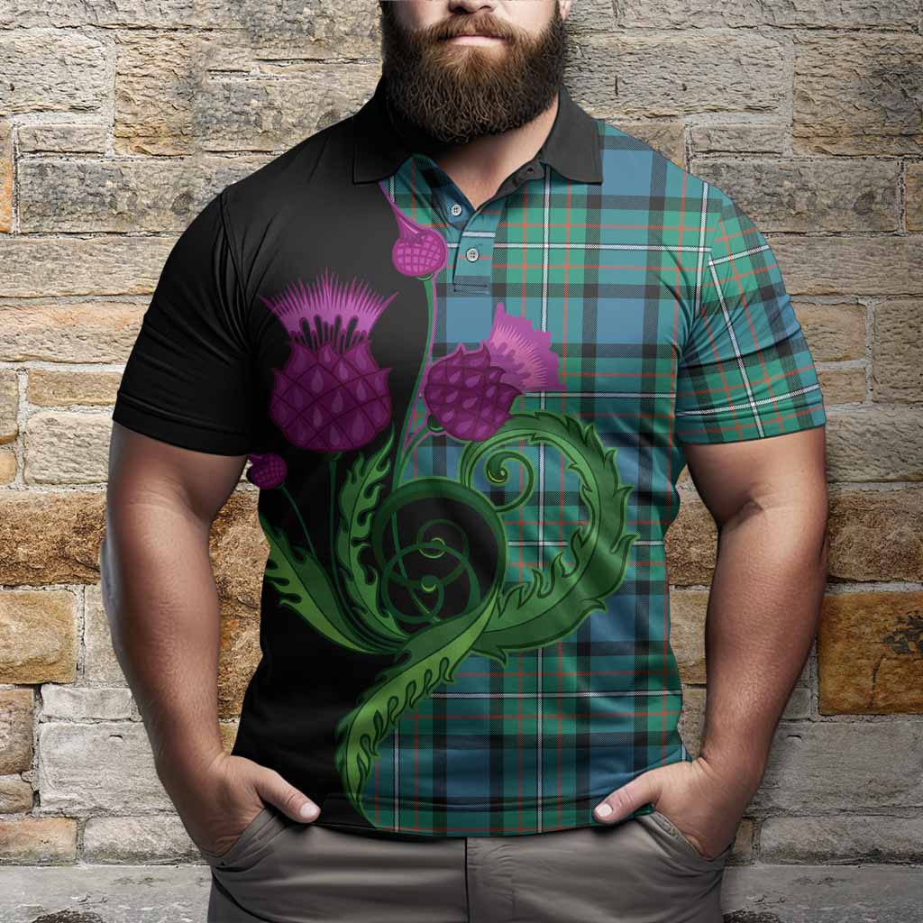 Ferguson (Fergusson) Tartan Polo Shirt Traditional Scottish Thistle