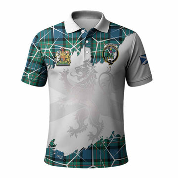 Ferguson (Fergusson) Tartan Polo Shirt with Family Crest and Lion Rampant Grunge Style
