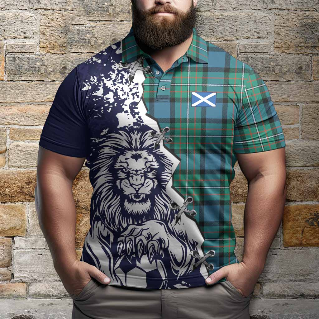 Ferguson (Fergusson) Tartan Scottish Polo Shirt Angry Lion With Soccer Ball Style