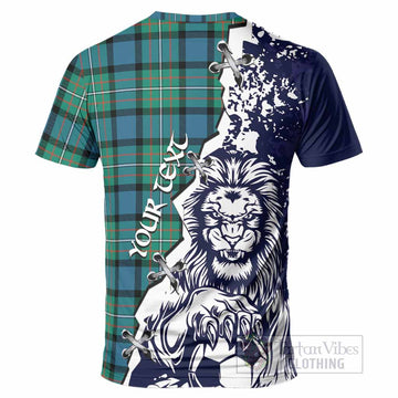 Ferguson (Fergusson) Tartan Scottish T-Shirt Angry Lion With Soccer Ball Style