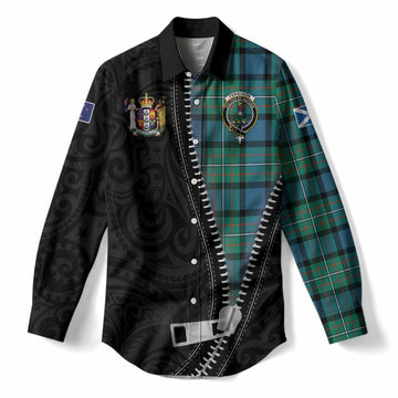 Ferguson (Fergusson) Tartan Women Casual Shirt New Zealand Pattern Unique Zipper Stylized