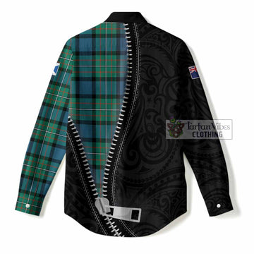 Ferguson (Fergusson) Tartan Women Casual Shirt New Zealand Pattern Unique Zipper Stylized