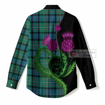 Ferguson (Fergusson) Tartan Women Casual Shirt Traditional Scottish Thistle