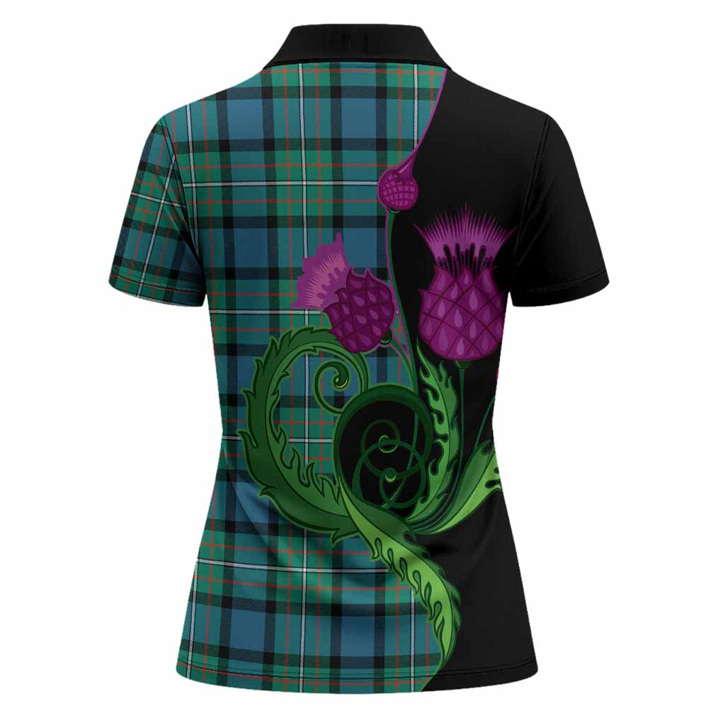 Ferguson (Fergusson) Tartan Women Polo Shirt Traditional Scottish Thistle