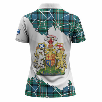 Ferguson (Fergusson) Tartan Women Polo Shirt with Family Crest and Lion Rampant Grunge Style