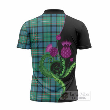 Ferguson (Fergusson) Tartan Zipper Polo Shirt Traditional Scottish Thistle