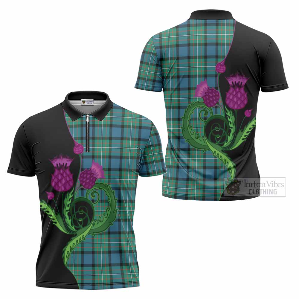 Ferguson (Fergusson) Tartan Zipper Polo Shirt Traditional Scottish Thistle