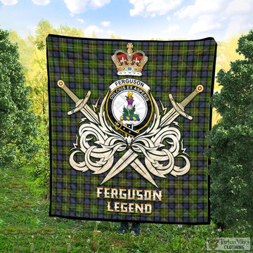 Ferguson Modern Tartan Quilt with Clan Crest and the Golden Sword of Courageous Legacy