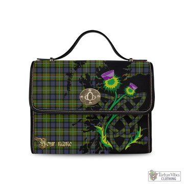 Ferguson Modern Tartan Waterproof Canvas Bag with Scotland Map and Thistle Celtic Accents