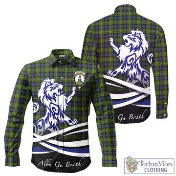Ferguson Modern Tartan Long Sleeve Button Up Shirt with Alba Gu Brath Regal Lion Emblem