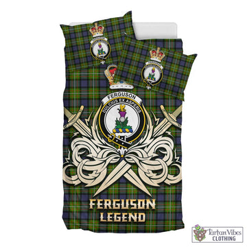 Ferguson Modern Tartan Bedding Set with Clan Crest and the Golden Sword of Courageous Legacy