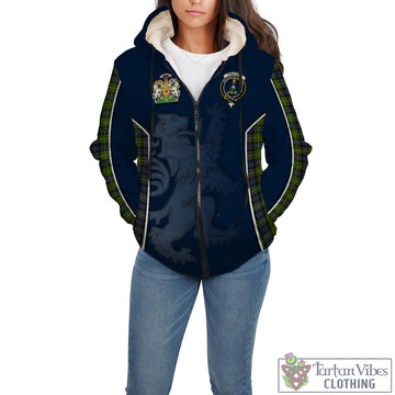 Ferguson Modern Tartan Sherpa Hoodie with Family Crest and Lion Rampant Vibes Sport Style