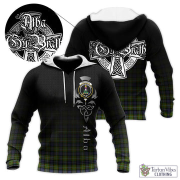 Ferguson Modern Tartan Knitted Hoodie Featuring Alba Gu Brath Family Crest Celtic Inspired