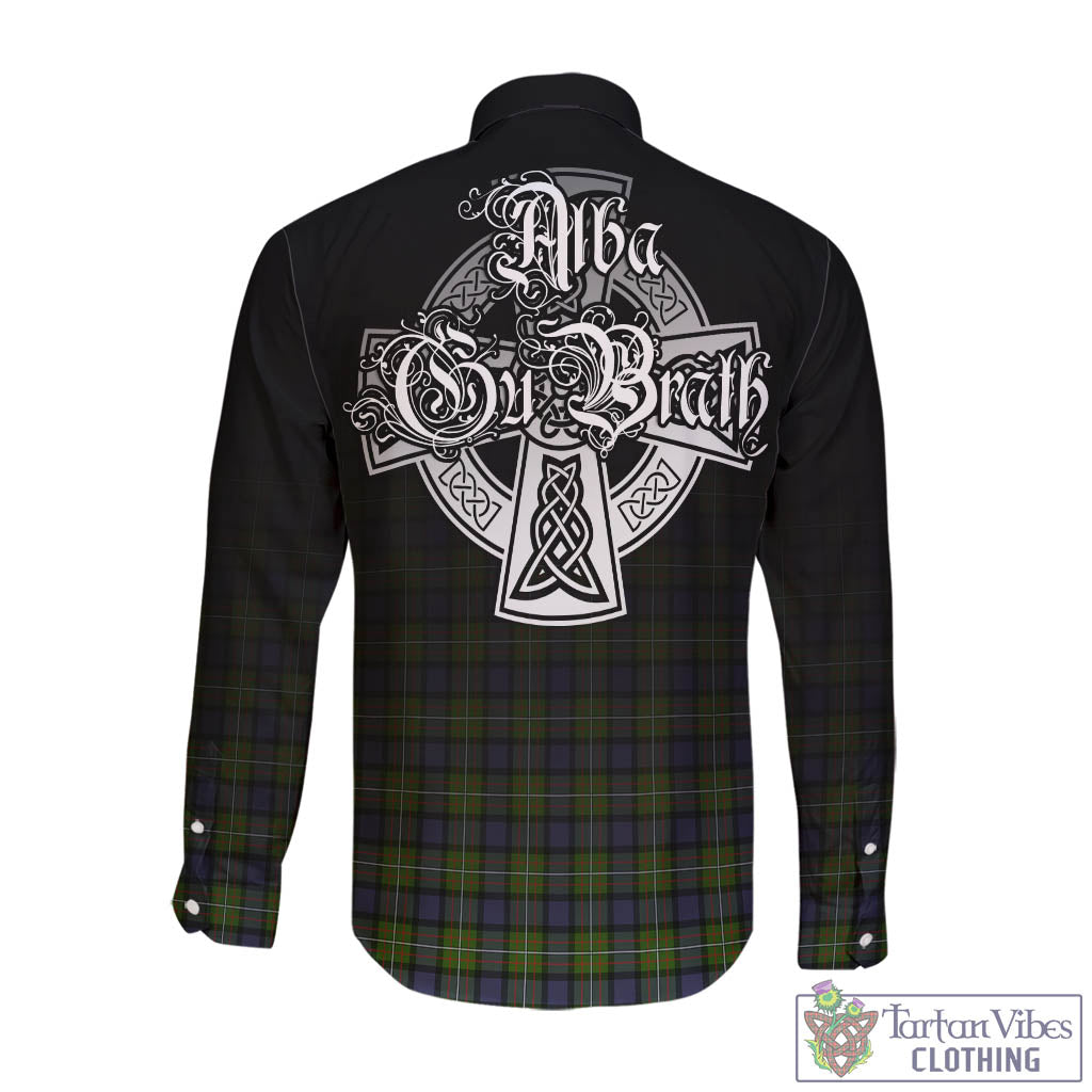 Tartan Vibes Clothing Ferguson Modern Tartan Long Sleeve Button Up Featuring Alba Gu Brath Family Crest Celtic Inspired