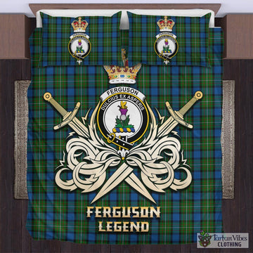Ferguson of Atholl Tartan Bedding Set with Clan Crest and the Golden Sword of Courageous Legacy
